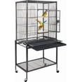 thumbnail image 1 of 53-Inch Bird Flight Cage, Wrought Iron Standing Large with Rolling Stand for Cockatiels Pet Parrot Parakeet Lovebird Canary Finch (Black), 1 of 17