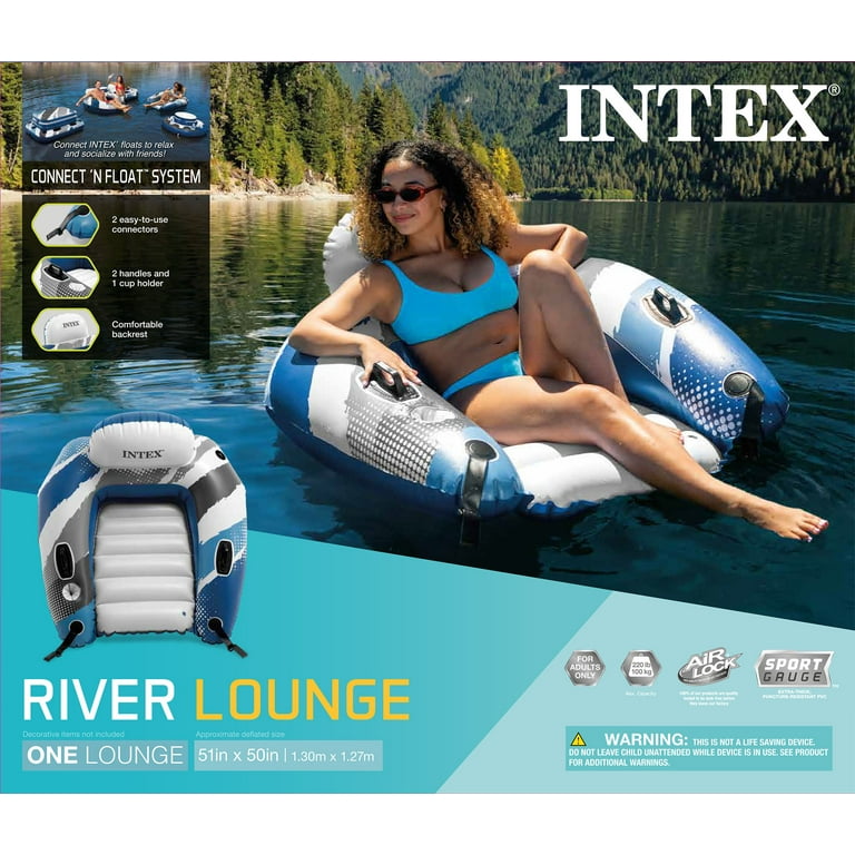 Salon Flottant Gonflable Intex - 199 X 150 Cm, Avec Ombrelle Et 2 Porte-boissons, Pour Piscine, Lacs, Détente