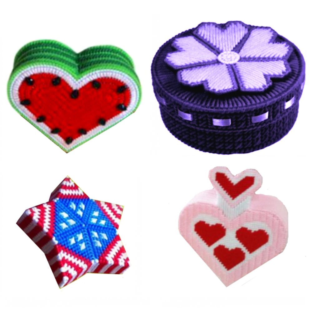 LEEYNEER 12PCS Needlepoint Canvas Star Shape Plastic Canvas Blank Canvas for DIY Craft