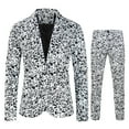 thumbnail image 2 of IROINNID Blazer Suit Set for Men Casual Pocket Blazer Jacket and Pants Printed Suit Two-Pieces Set,Gray, 2 of 9
