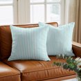 thumbnail image 6 of Throw Pillow Covers 20x20 Inch, Thin Aqua Striped Decorative Pillow Cases for Couch Sofa Bed, Farmhouse Modern Stripes Cotton Linen Square Home Decor Pillowcases with Hidden Zipper, 6 of 9