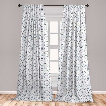 Navy Blue And Gray Bedroom Ideas Nursery Curtains 2 Panels Set, Kids Baby Nursery Design Ribbons Teddy Bears Children Hearts Art, Window Drapes for Living Room Bedroom, Purple Grey Navy Blue, by Ambesonne ()