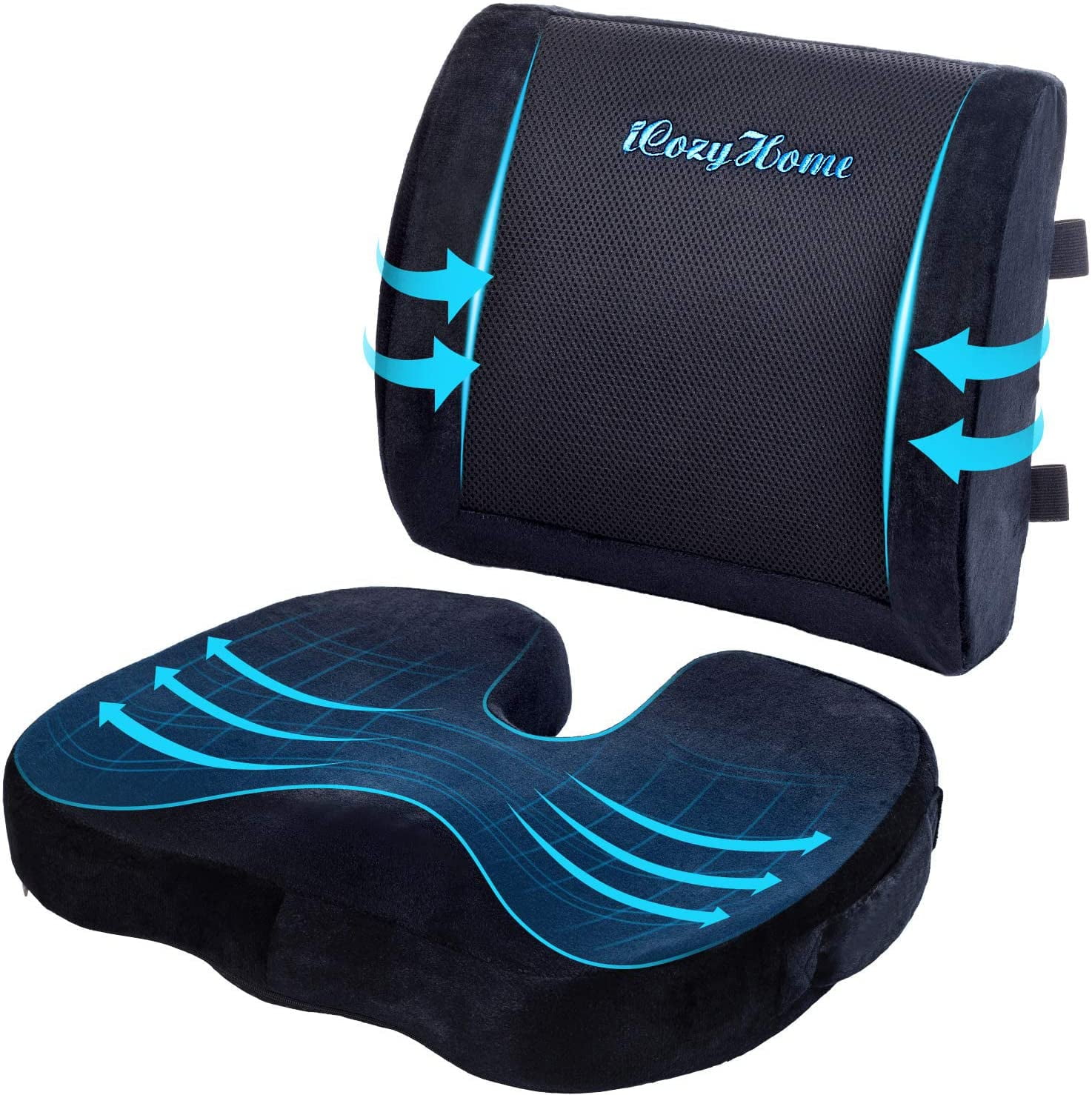 Back Tailbone Pain Relief Seat Cushion Memory Foam Non-Slip Desk
