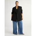 thumbnail image 2 of Scoop Women's and Women's Plus Crepe Slouchy Double Breasted Blazer, Sizes XS-4X, 2 of 5