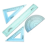 Math Set Flexible Rulers with Protractor Triangle Rulers 8 inch Straight Ruler (4 Pack)