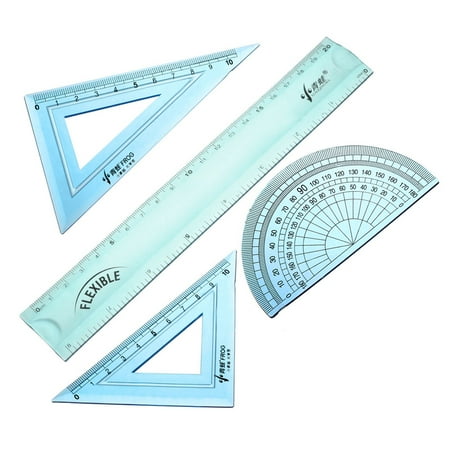 Math Set Flexible Rulers with Protractor Triangle Rulers 8 inch Straight Ruler (4 Pack)