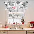 thumbnail image 2 of Red Black Grey Snowflakes Tie Up Valances Curtain, Winter Christmas Snowflakes Adjustable Rod Pocket Short Window Treatment Tie Up Curtains Valances for Kitchen Living Room Bathroom 42x12 Inches, 2 of 9