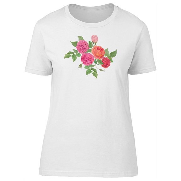 Hot Orange Pink Summer Flowers T-Shirt Women -Image by Shutterstock, Female Small
