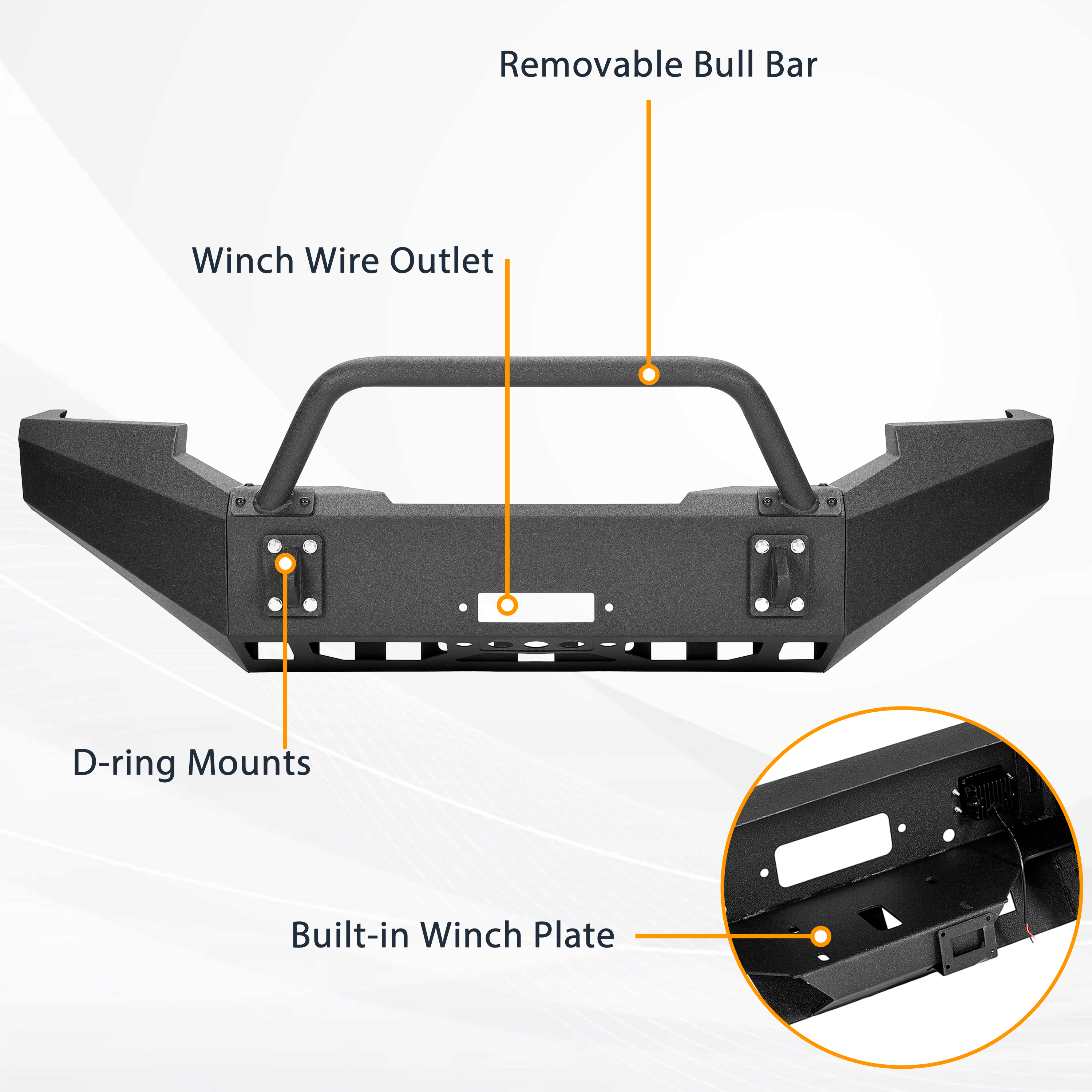 Kojem Front Bumper Assembly For 1999-2004 Ford F250 F350 Super Duty w/Winch Plate