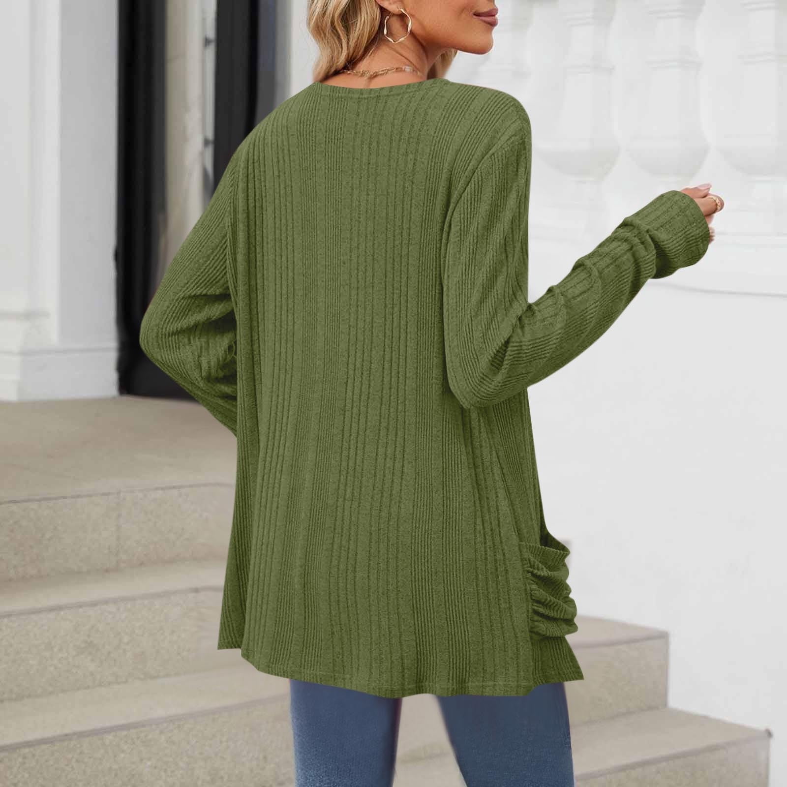 Maqroz Cardigan Sweaters for Women with Pockets Lightweight Open Front Thin Long Cardigans Fall Long Sleeve Knit Sweater with Pockets Casual Outerwear 2026 Army Green S