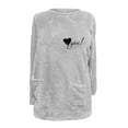 thumbnail image 4 of IROINNID Fall Shirts for Women Long Sleeve Tops Winter Warm Loose Fit Solid Plush Crewneck Long Pullover Thermal Fleece Tops with Pocket,Gray, 4 of 4