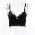 thumbnail image 2 of Corsé del chale s correas de espagueti del ajuste del cordón gótico Negro Zulema Crop Tops chaleco camisola, 2 of 8