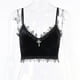 thumbnail image 2 of Top corto gótico de mujer camisola de encaje con tirantes finos corsé Negro jinwen  Crop Tops chaleco camisola, 2 of 8