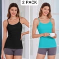 thumbnail image 4 of ANFERRY Womens Cotton Camisoles with Shelf Bra Solid Basic Spaghetti Straps Tank Tops Camis Pack of 2, 4 of 12