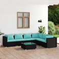 thumbnail image 1 of vidaXL 7 Piece Garden Lounge Set with Cushions Poly Rattan Black, 1 of 5