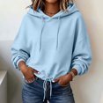 thumbnail image 5 of HAiming Womens Hoodies Long Sleeve Drawstring Solid Color Casual Trendy Sweatshirts Fall Winter Going out Blouses, 5 of 7