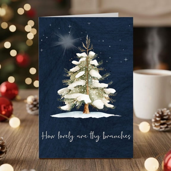 Winter Greeting Card with Christmas Tree Design – “How Lovely Are Thy Branches” – Blank Inside for Personal Messages – Perfect for Holiday Wishes and Season's Greetings