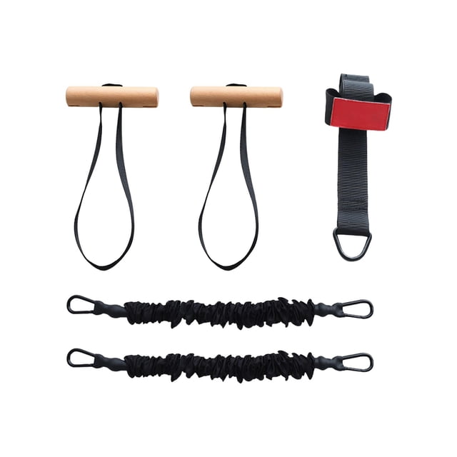 Asas de madera para tirar, bandas de resistencia, asas para máquina de cables, anclaje de puerta, cuerdas elásticas de látex para entrenamiento, Yoga, 4 Cordones Elásticos Sunnimix Manijas de fitness