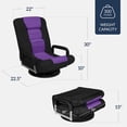 thumbnail image 3 of PRZL Swivel Gaming Chair 360 Degree Multipurpose Floor Chair Rocker for TV, Reading, Playing Video Games w/Lumbar Support, Armrest Handles, Adjustable Foldable Backrest - Black/Purple, 3 of 16