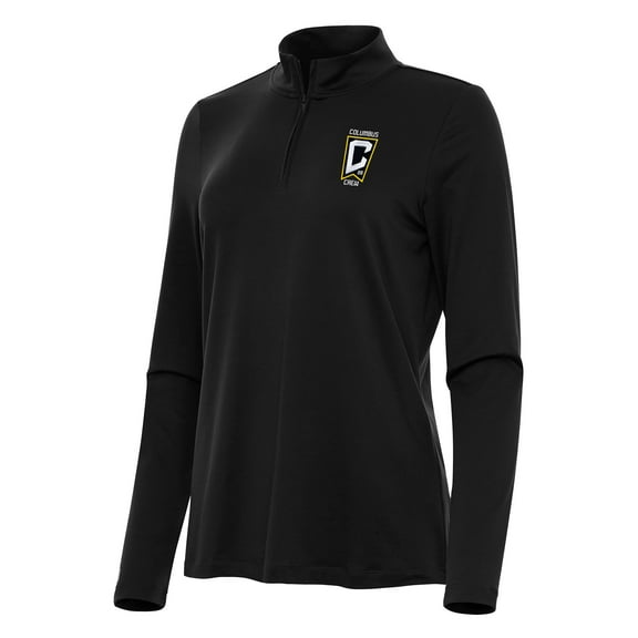 Women's Antigua Black Columbus Crew Reprocess Quarter-Zip Jacket