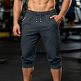 thumbnail image 4 of Timoontee Men White Drawstring Elastic High Waist Cuffed Ankle Knee Length Capri Quick Dry Jogger Pants Deep Side Slip Pockets Lightweight Sports Casual Sightseeing Trousers XXXXL, 4 of 9