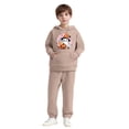thumbnail image 3 of Auroural Boys Sweatsuits 2pcs Sets Winter Long Sleeved Set For Boys And Girls Hoodie Set For Children Hooded Sweatshirt Set For Children Two-piece Sweatshirt Sets Khaki 10 Years, 3 of 6