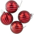 thumbnail image 4 of Northlight Shiny Glitter Striped Glass Ball Christmas Ornaments - 3"  (80mm) - 4ct - Red and White, 4 of 6