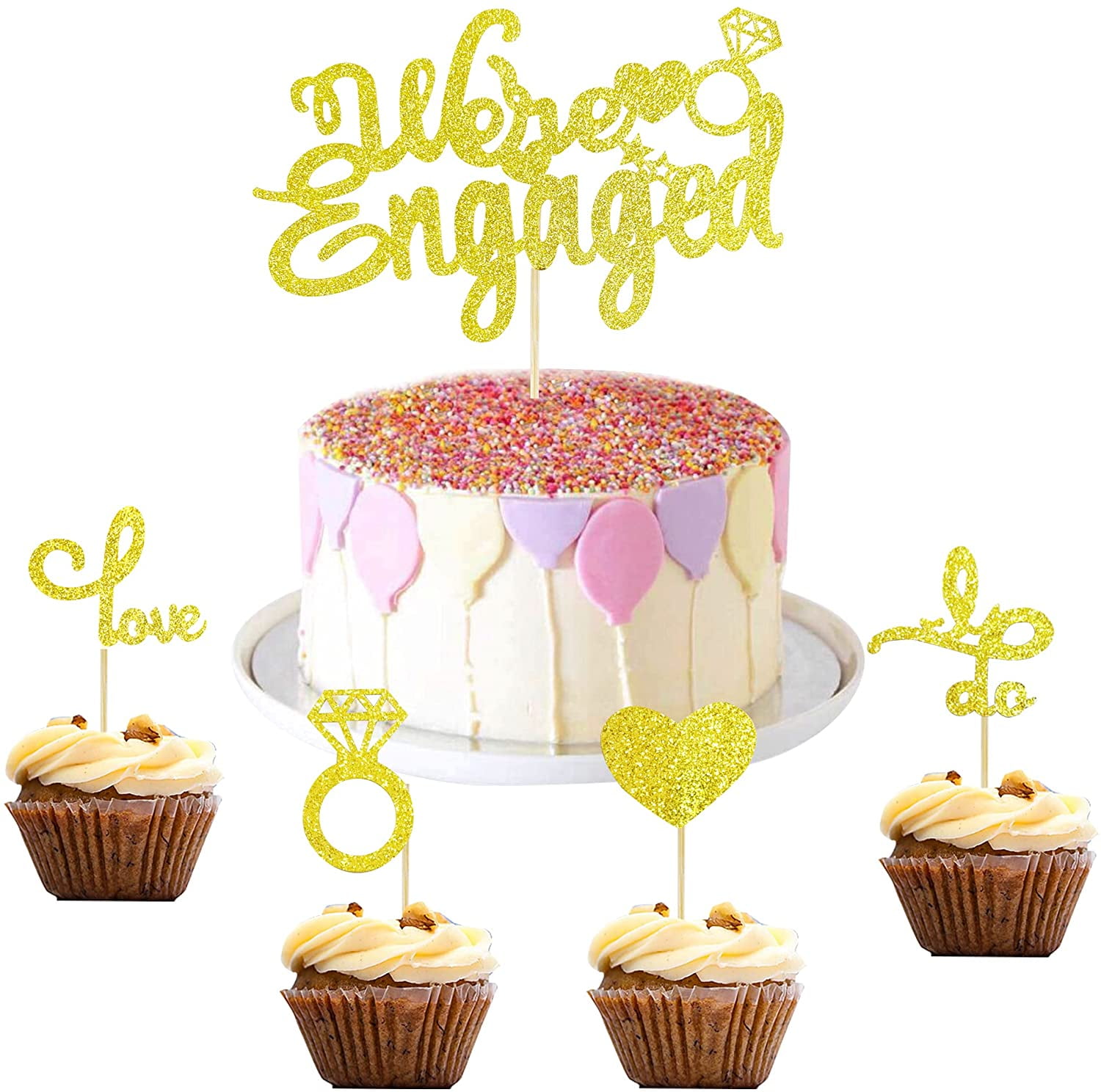 Glitter Love Cake Toppers Wedding Cupcake Picks Hen Nights Engagement Party Glitter Love Cake Toppers Wedding Cupcake Picks Hen Nights Engagement Party