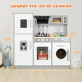thumbnail image 6 of Pirecart Pretend Play Kitchen Kids Cooking Playset Toys with Water Dispense, Washing Machine, Real Sounds & Lights for Toddler Preschooler, Gifts for Bithday, Gray, 6 of 9
