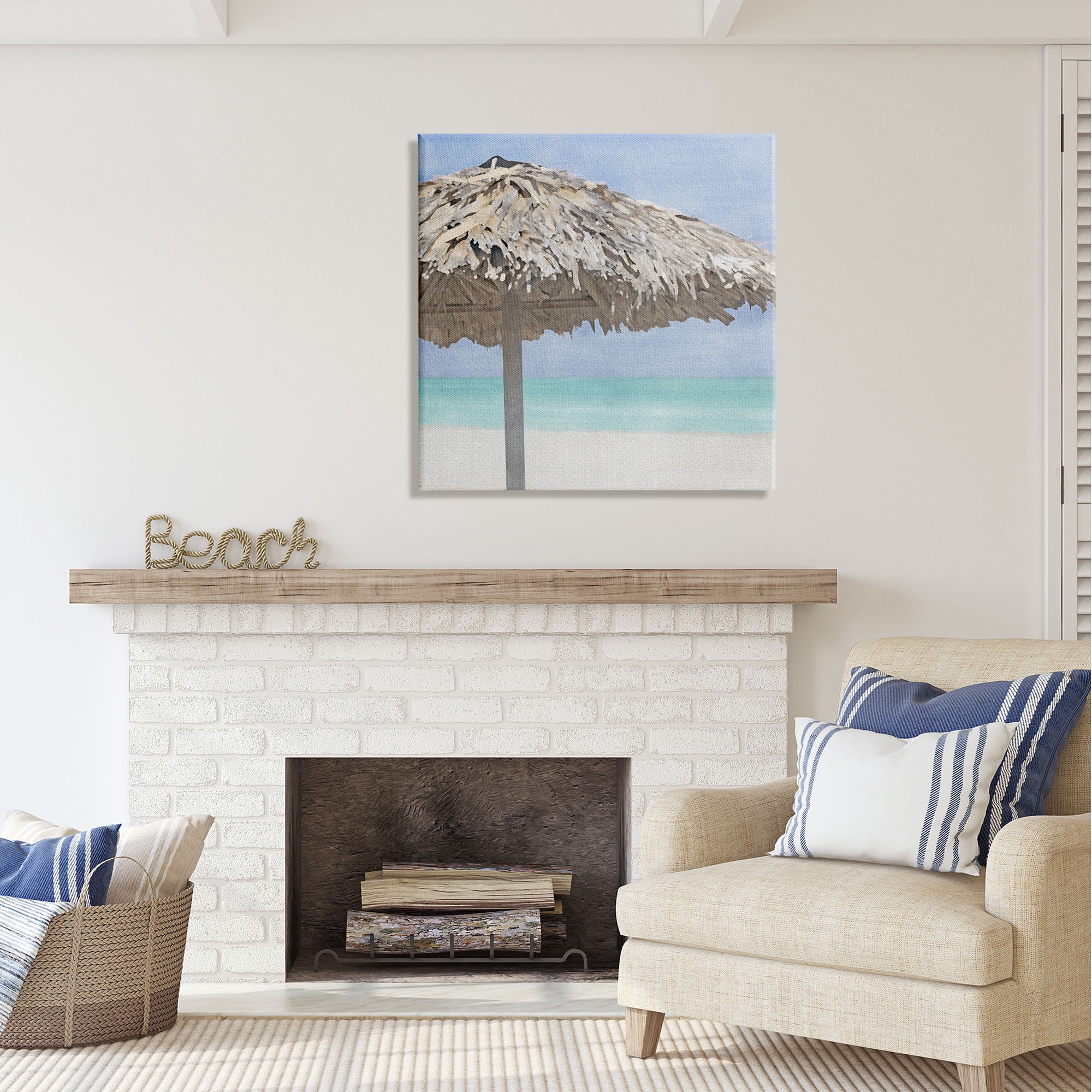 Stupell Industries Tropical Beach Canopy Nature Painting Gallery Wrapped Canvas Print Wall Art, 30 x 30