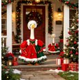 thumbnail image 3 of RUINIXCW Winter Christmas Porch Goose Outfit for 23 inch Cement Plastic Goose Statue Accessories Garden Porch Goose Clothes Plush Trim Xmas Dress and Hat Set Yard Patio Lawn Decor (No Goose), 3 of 6