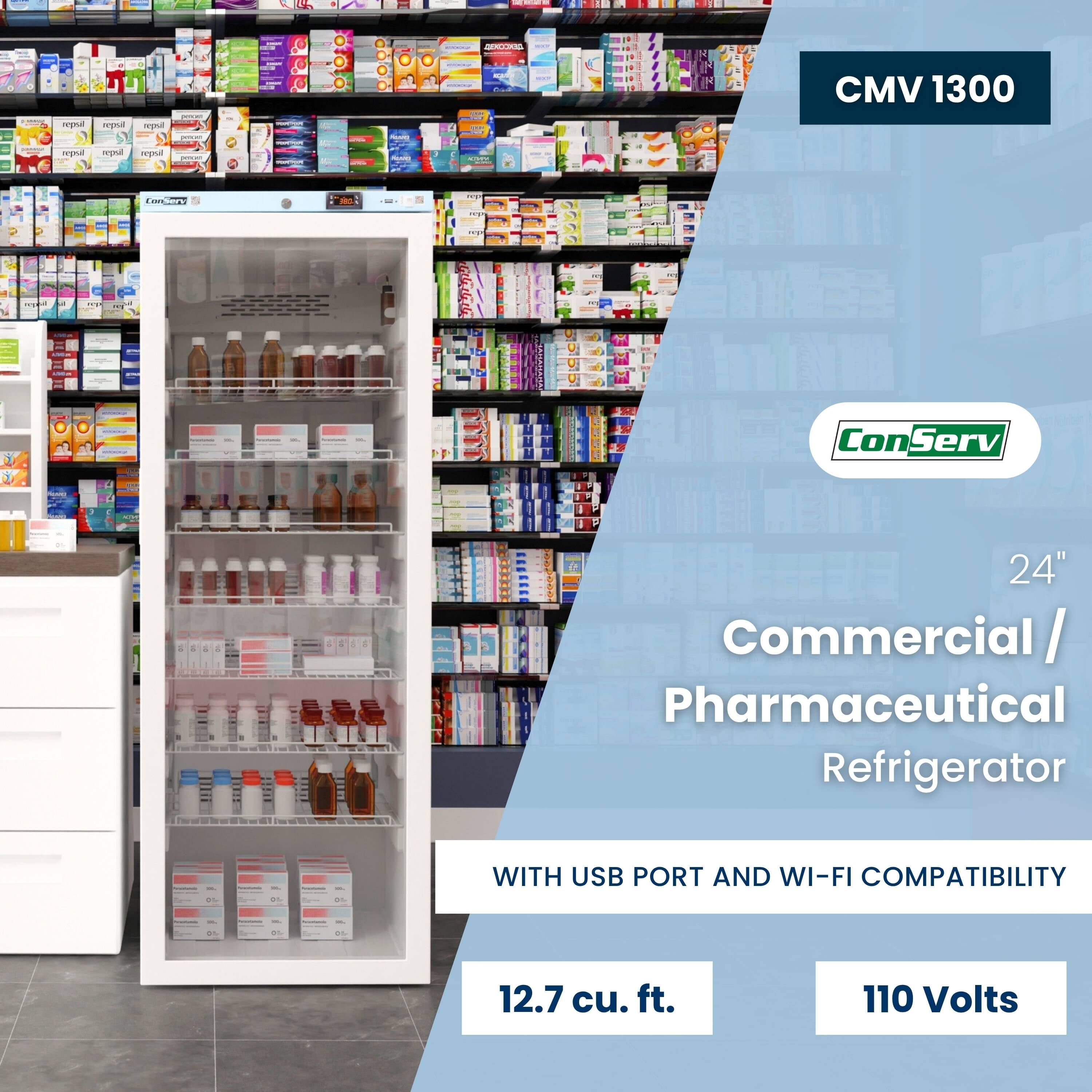Conserv 12.7cu.ft. Commercial Refrigerator with Glass Door and Temperature Alarm