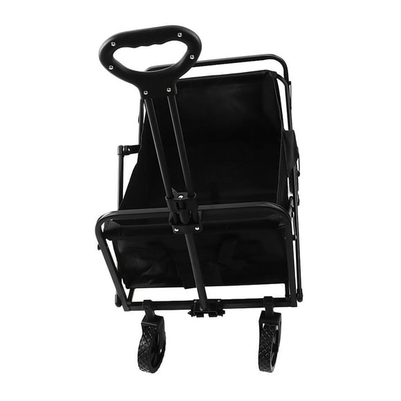 Utility Grocery Wagon, 360 Degree Swivel Wheels Collapsible Folding Wagon Black for Camping