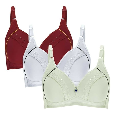 Bigersell Padded T Shirt Bra Clearance Woman s Embroidered Seamless Comfortable Breathable Bra Underwear No Underwire Three Piece Set Balconette Bra Style F-1161 Multicolor 44