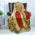 thumbnail image 4 of Shutters Soft Flannel Fleece Throw Blanket, Doorway with Blinded Door and Window to the Rural Tuscan House Italy Art, Cozy Plush for Indoor and Outdoor Use, 50" x 70", Yellow Beige Red, by Ambesonne, 4 of 5