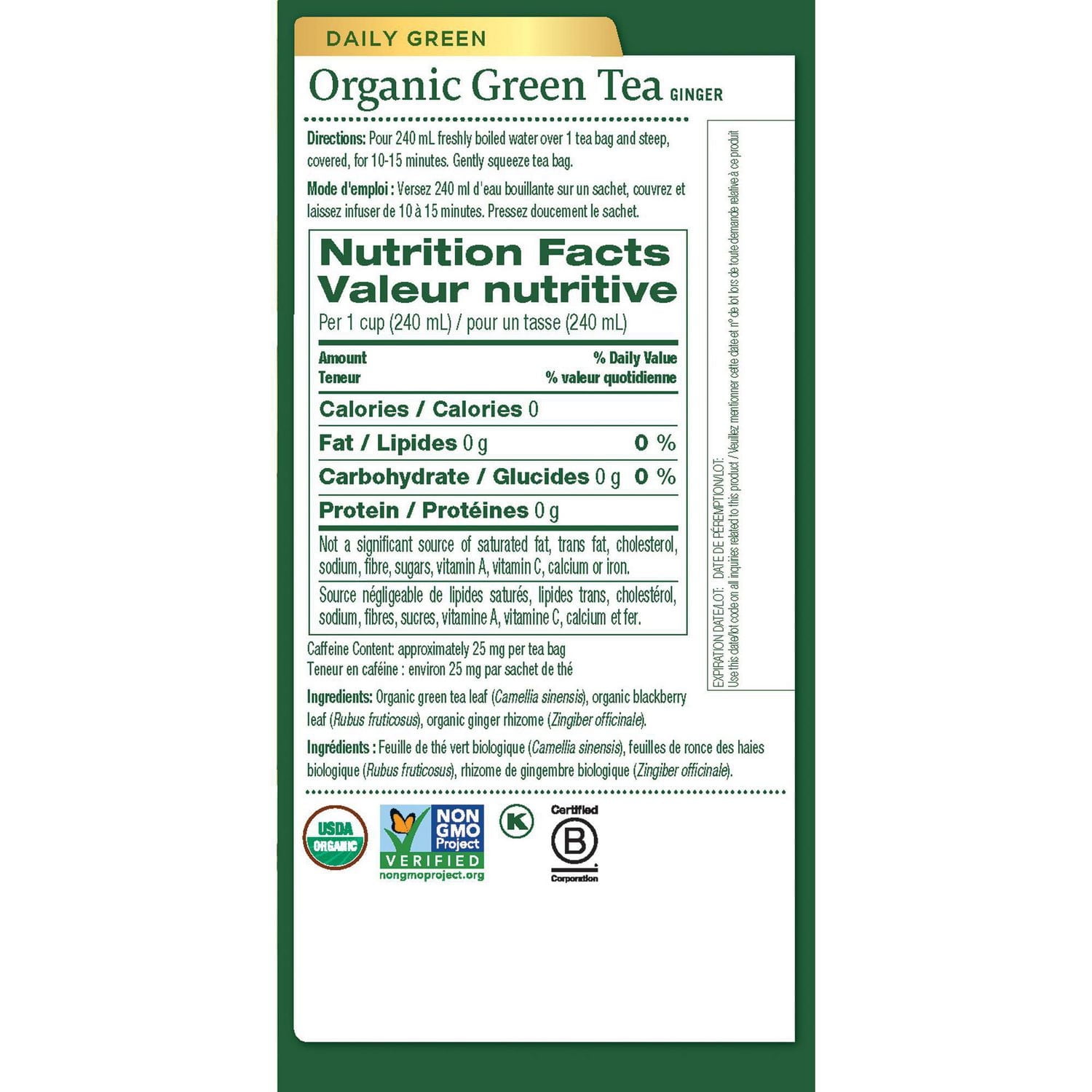 Traditional Medicinals Organic Green Tea with Ginger