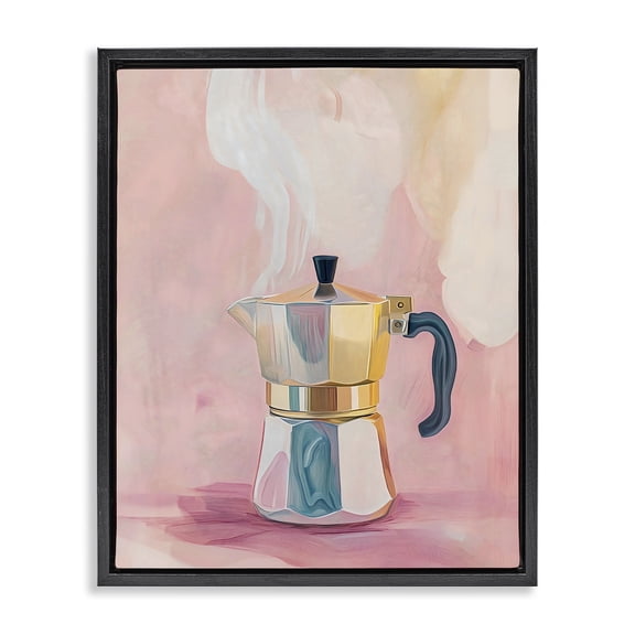 Stupell Industries Mid-Century Vintage Coffee Maker on Pink Black Floating Frame Canvas Art, 17 x 21, by The Prints Vibe