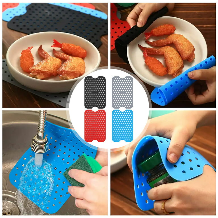 Yanlan Silicone Air Fryer Liner 7.5inch Reusable Air Fryer Silicone Basket  Heat Resistant Easy Cleaning Air fryers Silicone Pot Round for 3 to 5 Qt  for Air fryer Oven Accessories Blue 