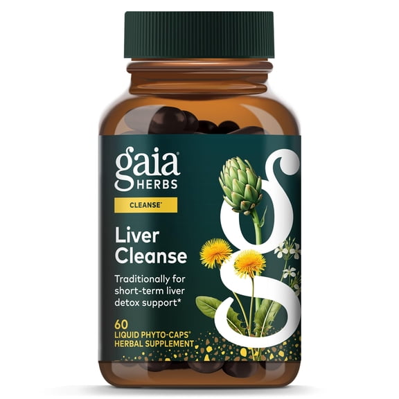 Gaia Herbs Liver Cleanse - Liver Health Support Herbal Supplement with Milk Thistle, Burdock, Turmeric, Dandelion & More* - 60 Vegan Liquid Phyto-Caps