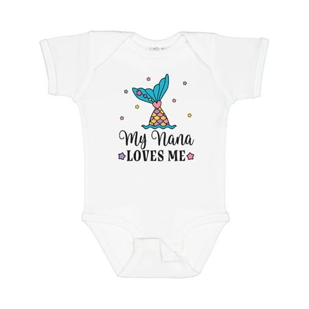 

Inktastic Nana Loves Me Granddaughter Mermaid Gift Baby Girl Bodysuit
