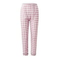 thumbnail image 5 of Soft Pajama Set For Women Loose Lightweight Plaid Button Long Sleeve Top And Pant Pj Set Loungewear Soft Two Piece Sleepwear Sets Pink XL, 5 of 7