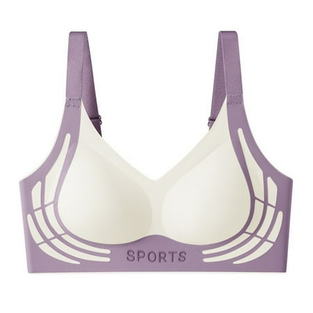 Gvdentm Wireless Bras for Women Womens Bra Comfort Powerful Push-up Seamless Bra Smoothing No Underwire Anti Sagging Minimizer Bras for Women Purple M