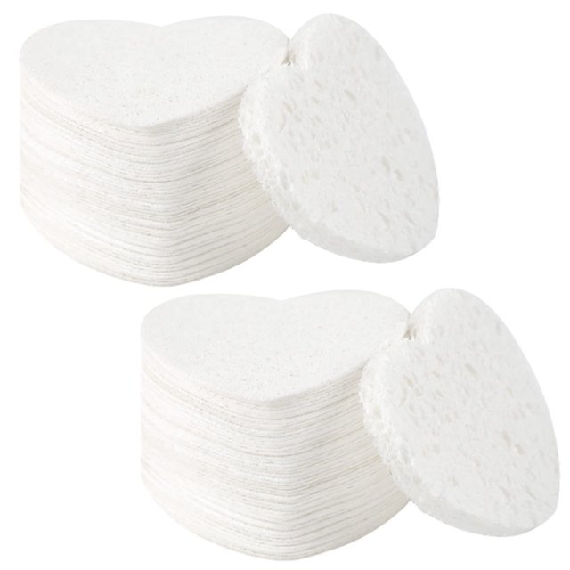 Esponjas faciales Spunspon de celulosa con forma de corazón, 100 unidades