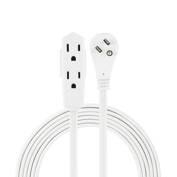 GE 3-Outlet Extension Cord, 8ft., White – 50251