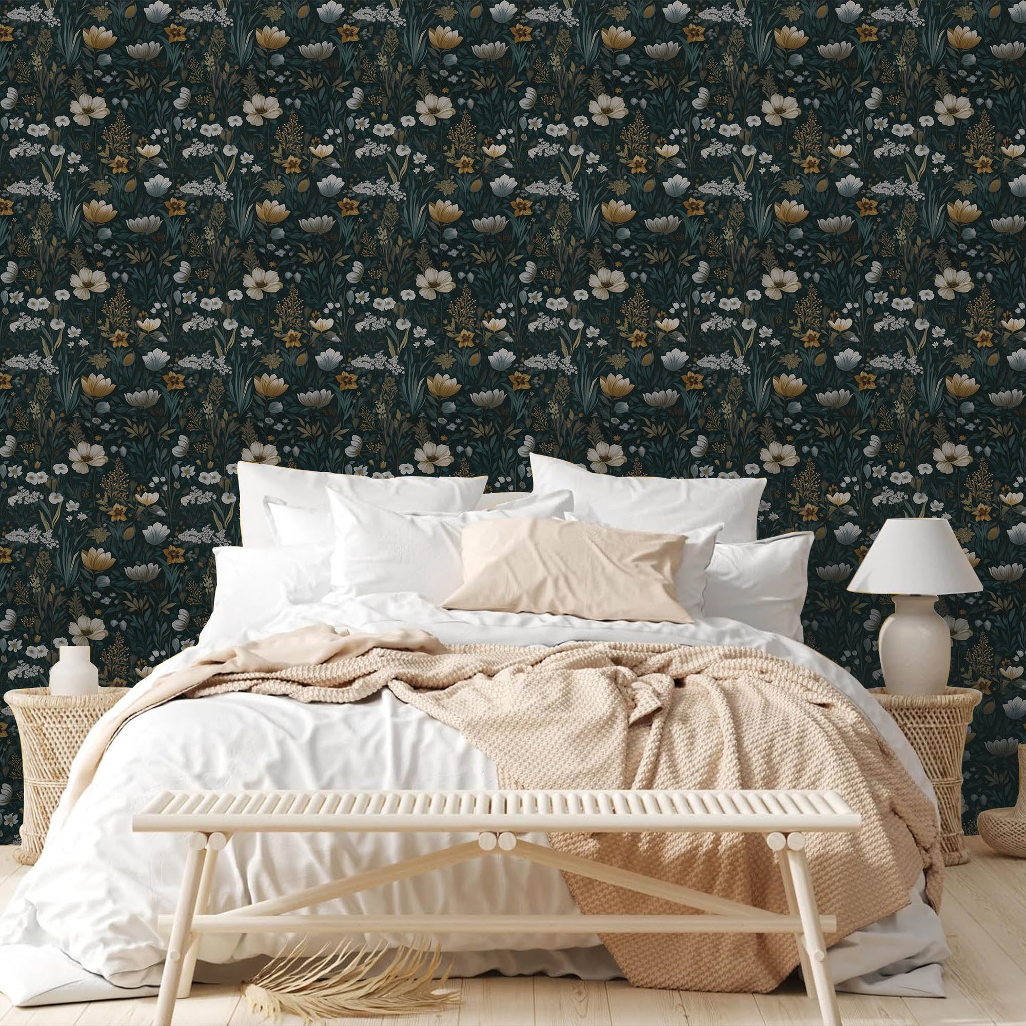 Abyssaly Floral Peel and Stick Wallpaper 17.3 "x 393.7" Wallpaper Vintage Vinyl Contact Paper Suitable for Home Walls Cabinet Bedroom