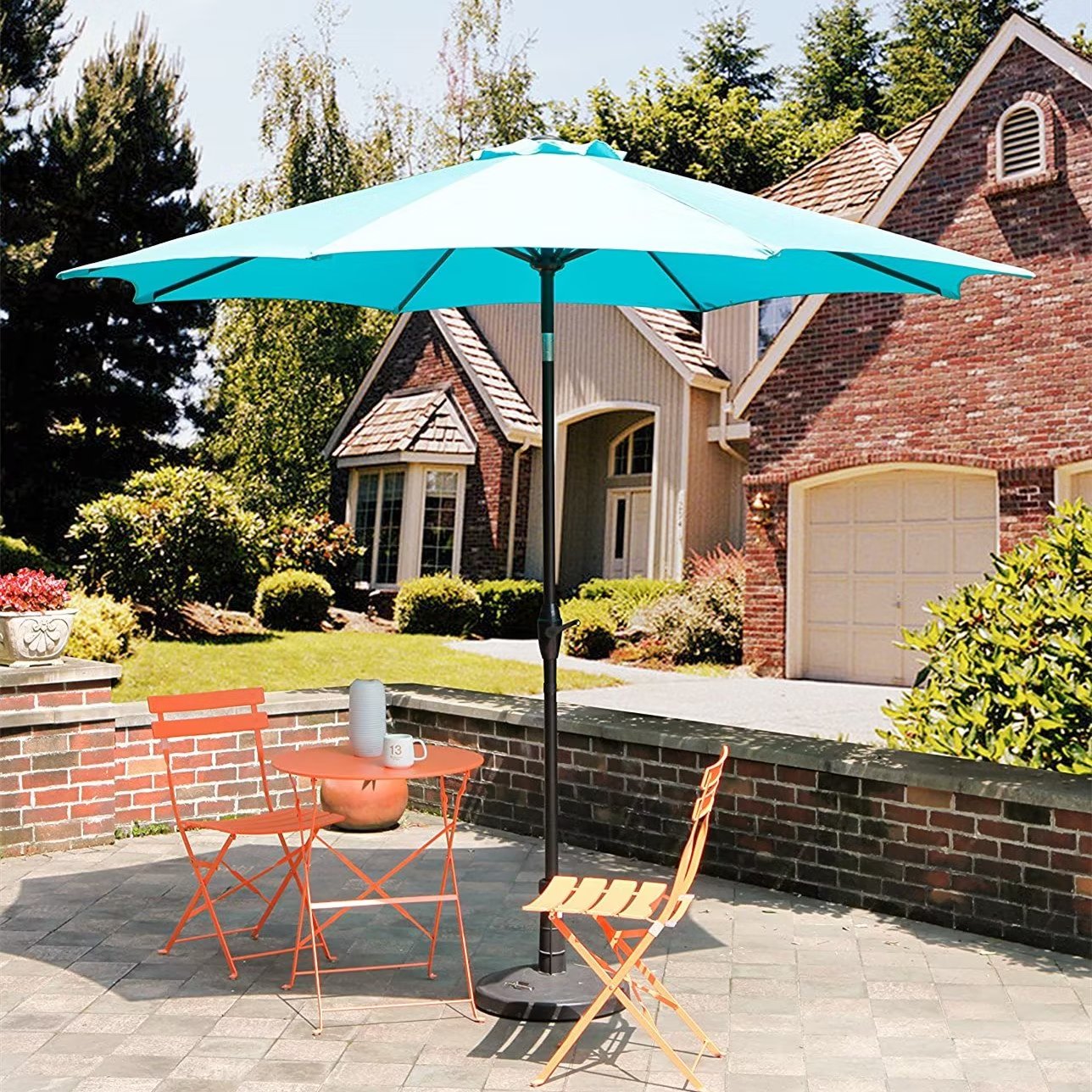 9 Ft Outdoor Patio Umbrella, Pergola Canopy with Aluminum Auto Tilt and