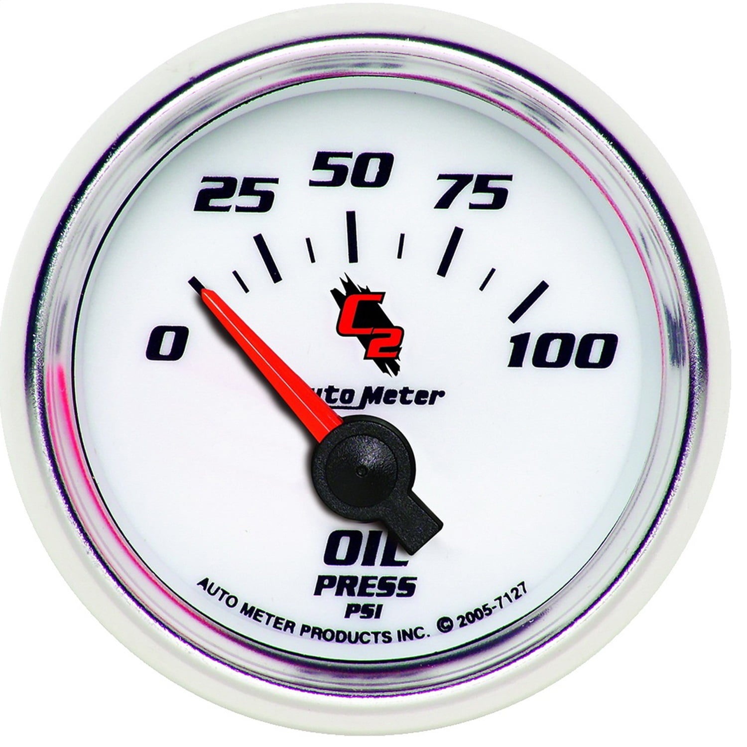 AutoMeter 7127 C2 Electric Oil Pressure Gauge; 21/16 in.; White Dial