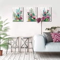 thumbnail image 3 of 3 Piece d Wall Art Watercolor Tropical Plant Desert Cactus Canvas Print for Bedroom Bathroom Spiny Flower Artwork Home Office Wall Decoration 16x24 3 panels Decor, 3 of 7