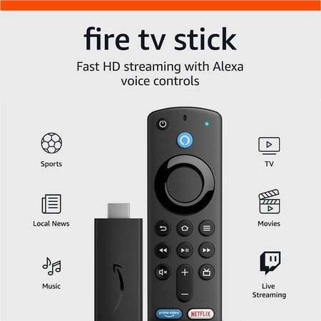 New_Fire_TV_Stick_HD_sharp picture quality, fast streaming, free & live TV, Voice Remote with TV controls