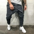 thumbnail image 4 of Tejiojio Men's and Big Men's Flat Front Comfort Waist Flex Pants Mens Spring Winter Joggers Solid Patchwork Drawstring Sweatpants Trouser Pants, 4 of 9
